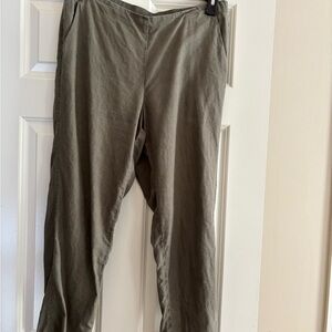 J jill Love Linen cropped ankle pant sage green size med EUC!